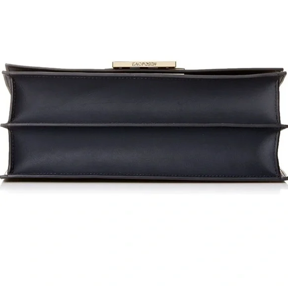 Zac Posen NWOT medium black Earthette Leather gold Chain Bag Accordion style - Picture 3 of 10